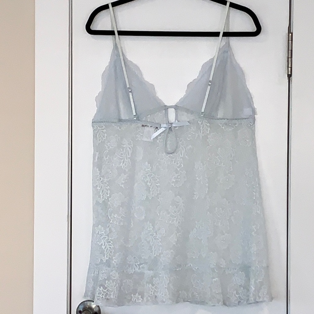 NWOT Linea Donatella Allover Lace Babydoll and Thong 2 Pc Set in Baby Blue XL - Picture 5 of 16